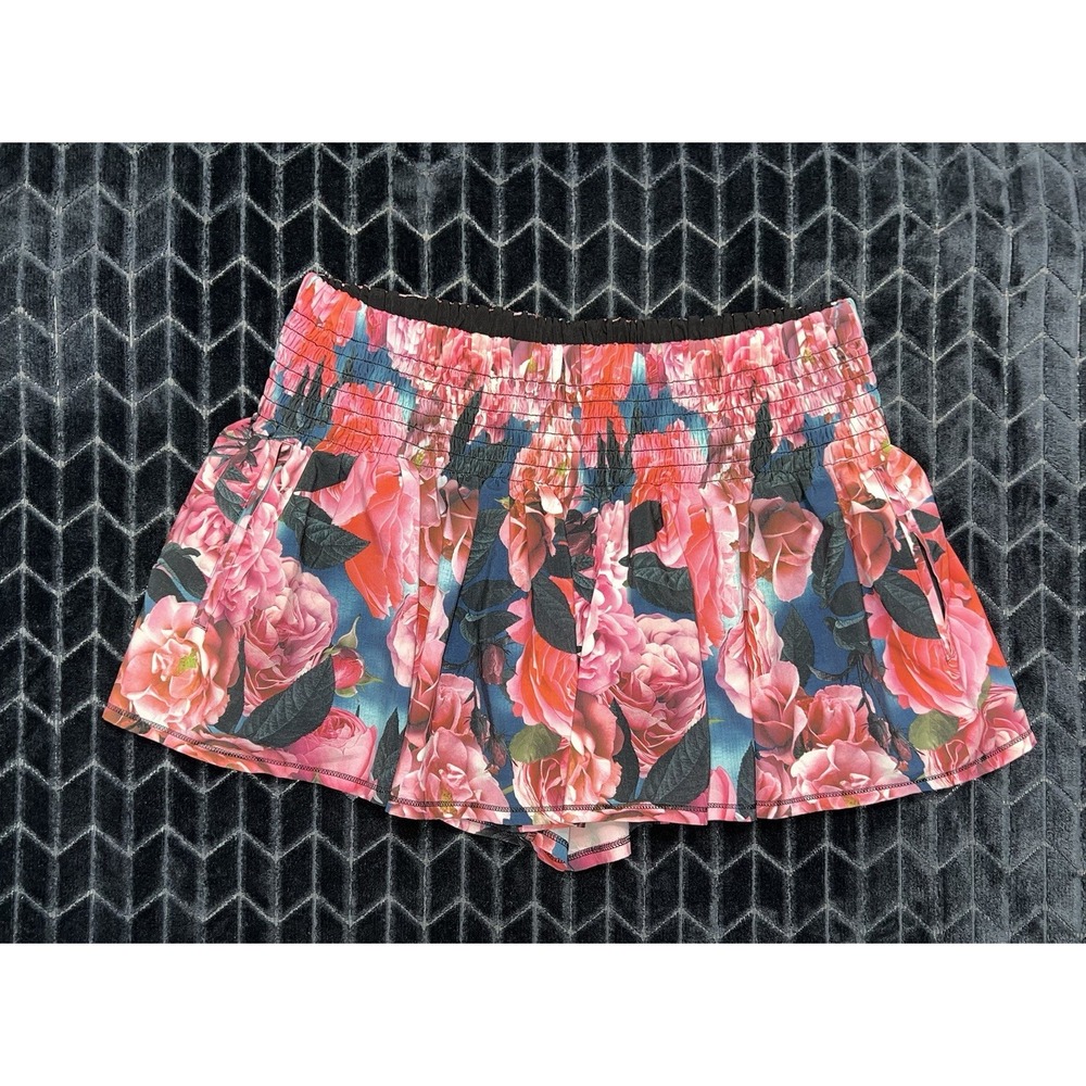 Lululemon Women's Hot Hitter Skort Secret Garden Hot Pink Roses Sz 10